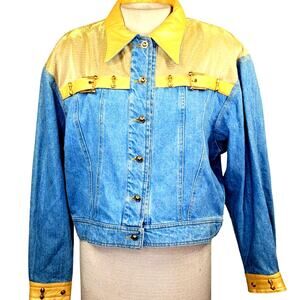 Cache Jean Jacket with Gold Metallic Accent Size Large